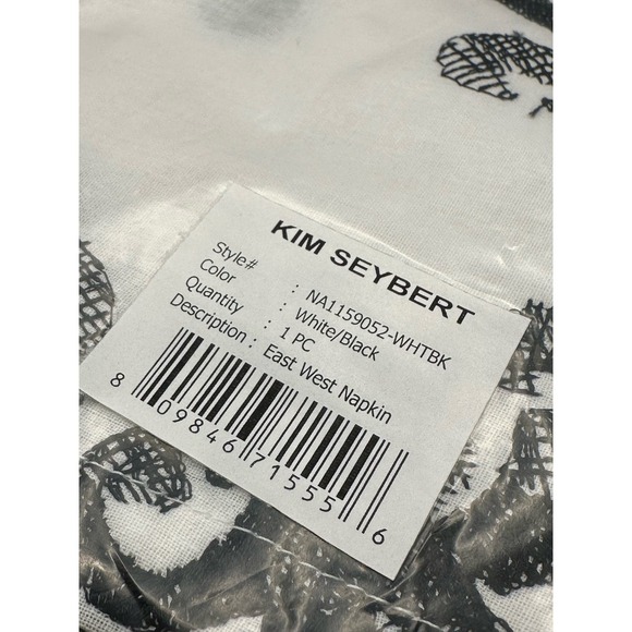 Kim Seybert Cotton Napkins Set of 4 East West Embroidered Black White New - Picture 6 of 9